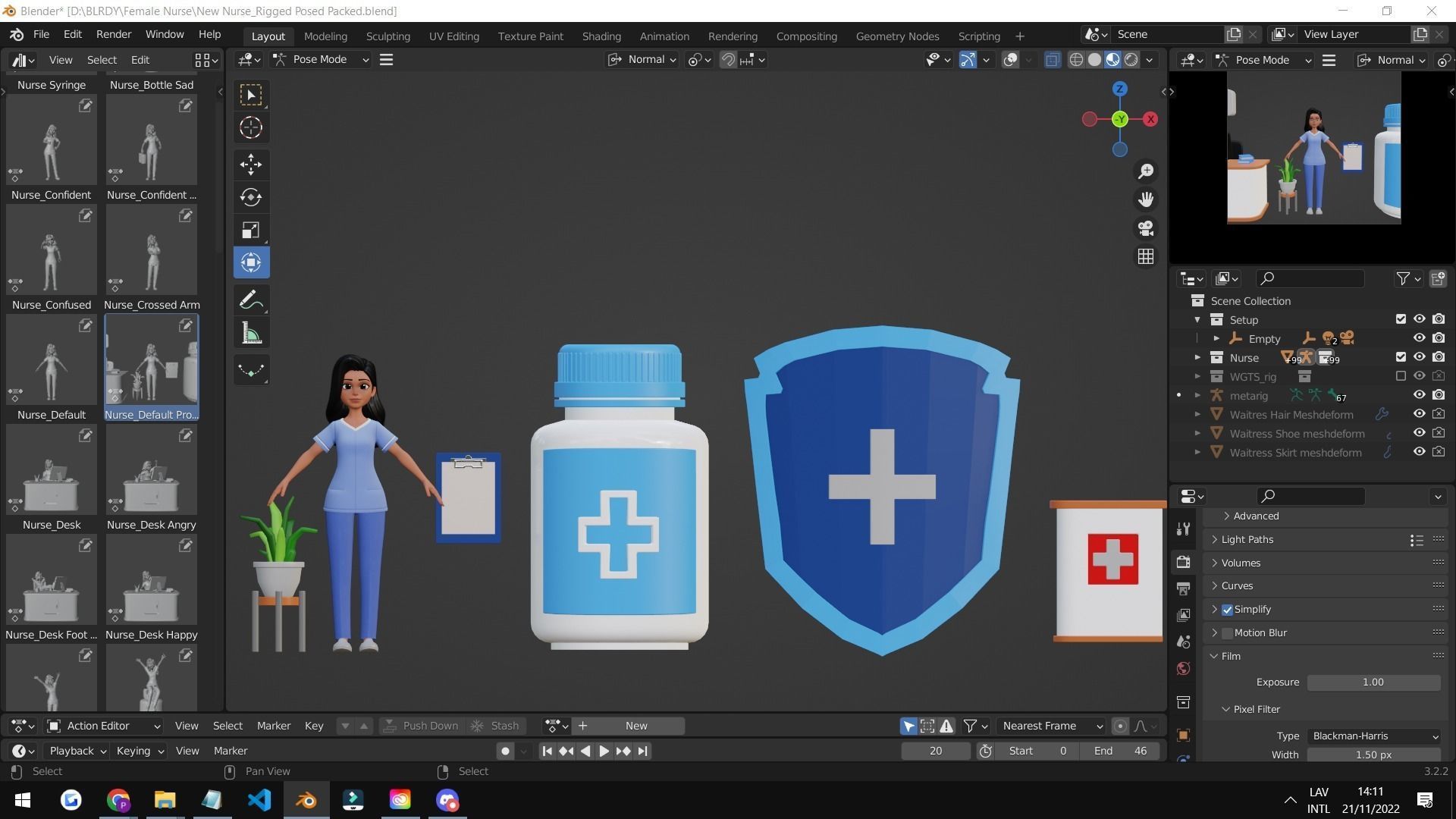 Nurse Cartoon Female Character Low-poly 3D model_17