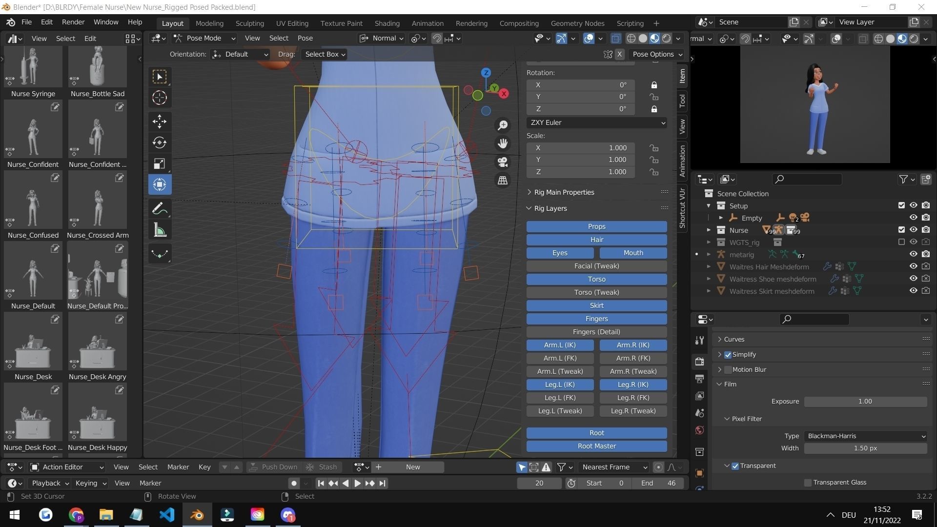 Nurse Cartoon Female Character Low-poly 3D model_11