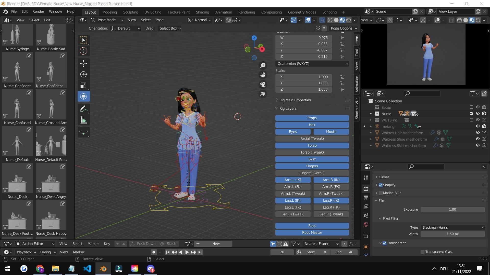Nurse Cartoon Female Character Low-poly 3D model_6