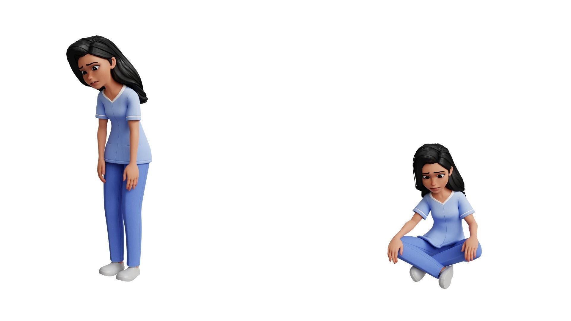 Nurse Cartoon Female Character Low-poly 3D model_37