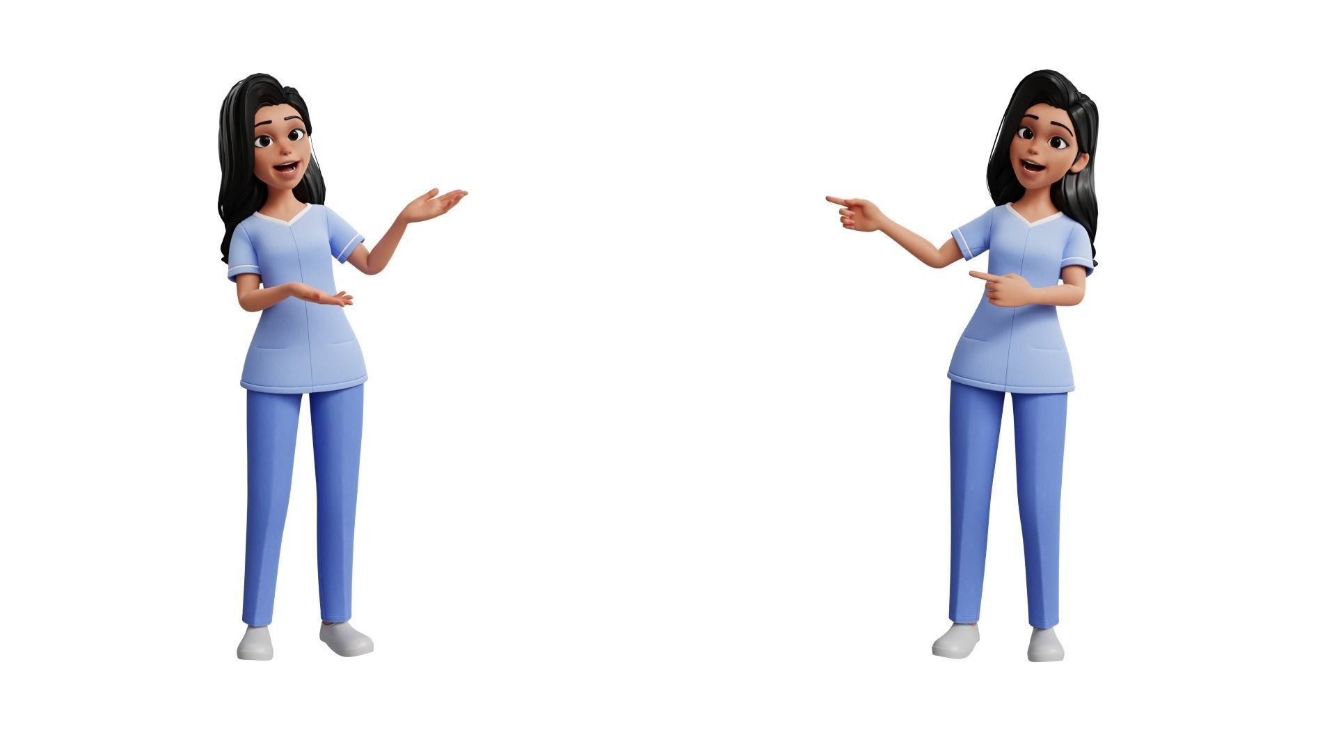 Nurse Cartoon Female Character Low-poly 3D model_22