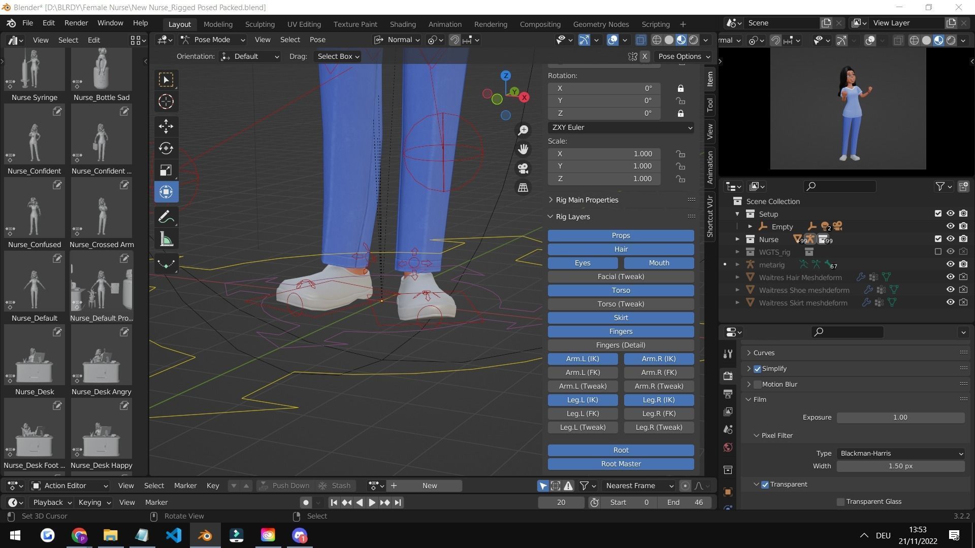 Nurse Cartoon Female Character Low-poly 3D model_12