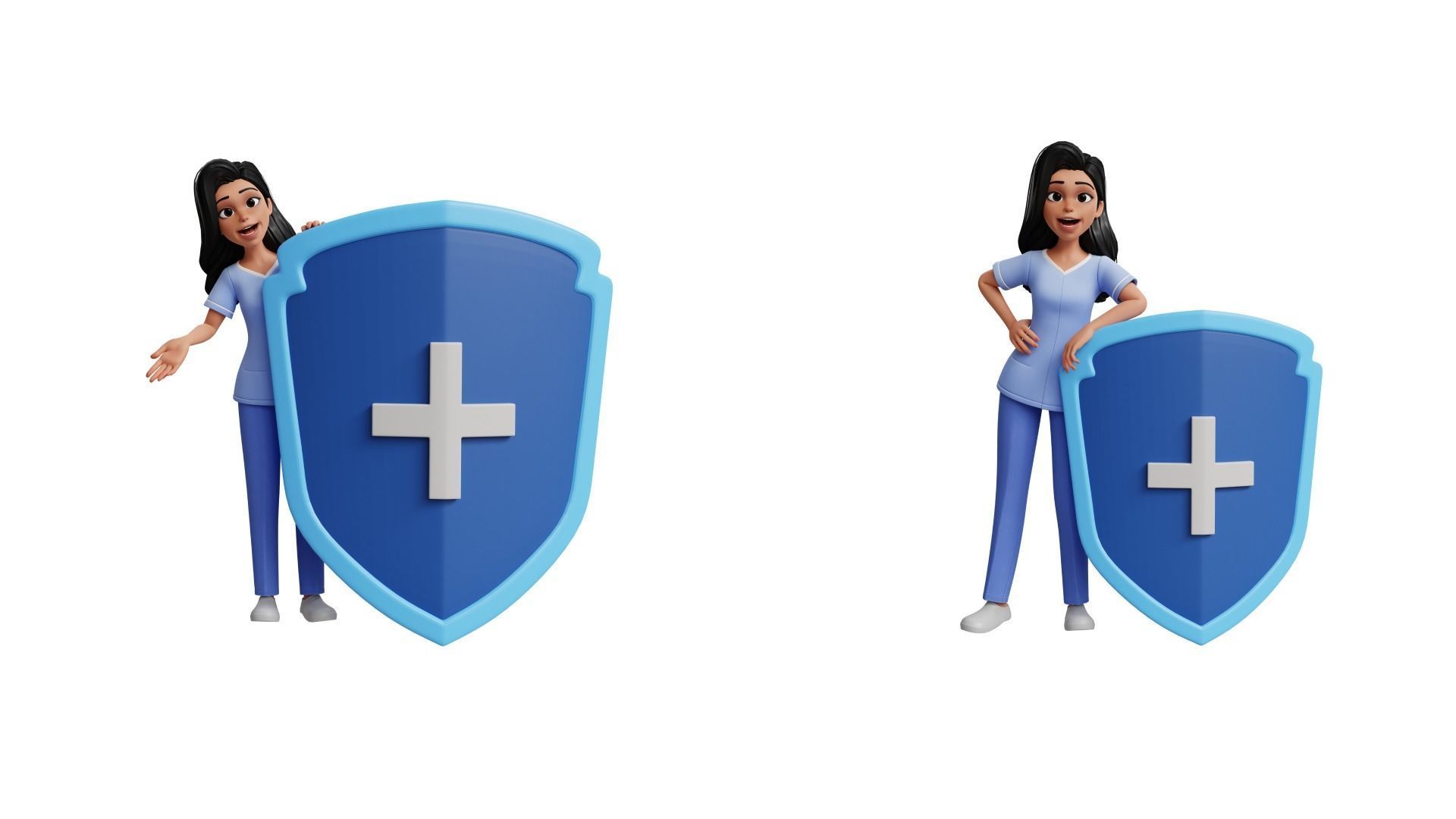 Nurse Cartoon Female Character Low-poly 3D model_16