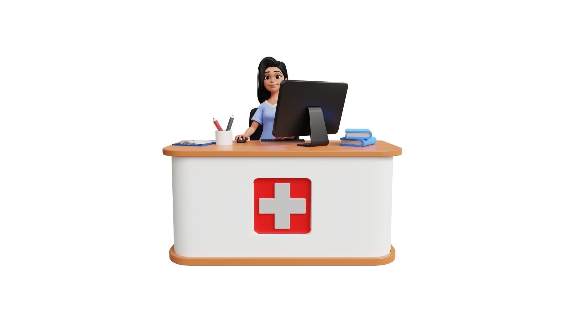 Nurse Cartoon Female Character Low-poly 3D model_38