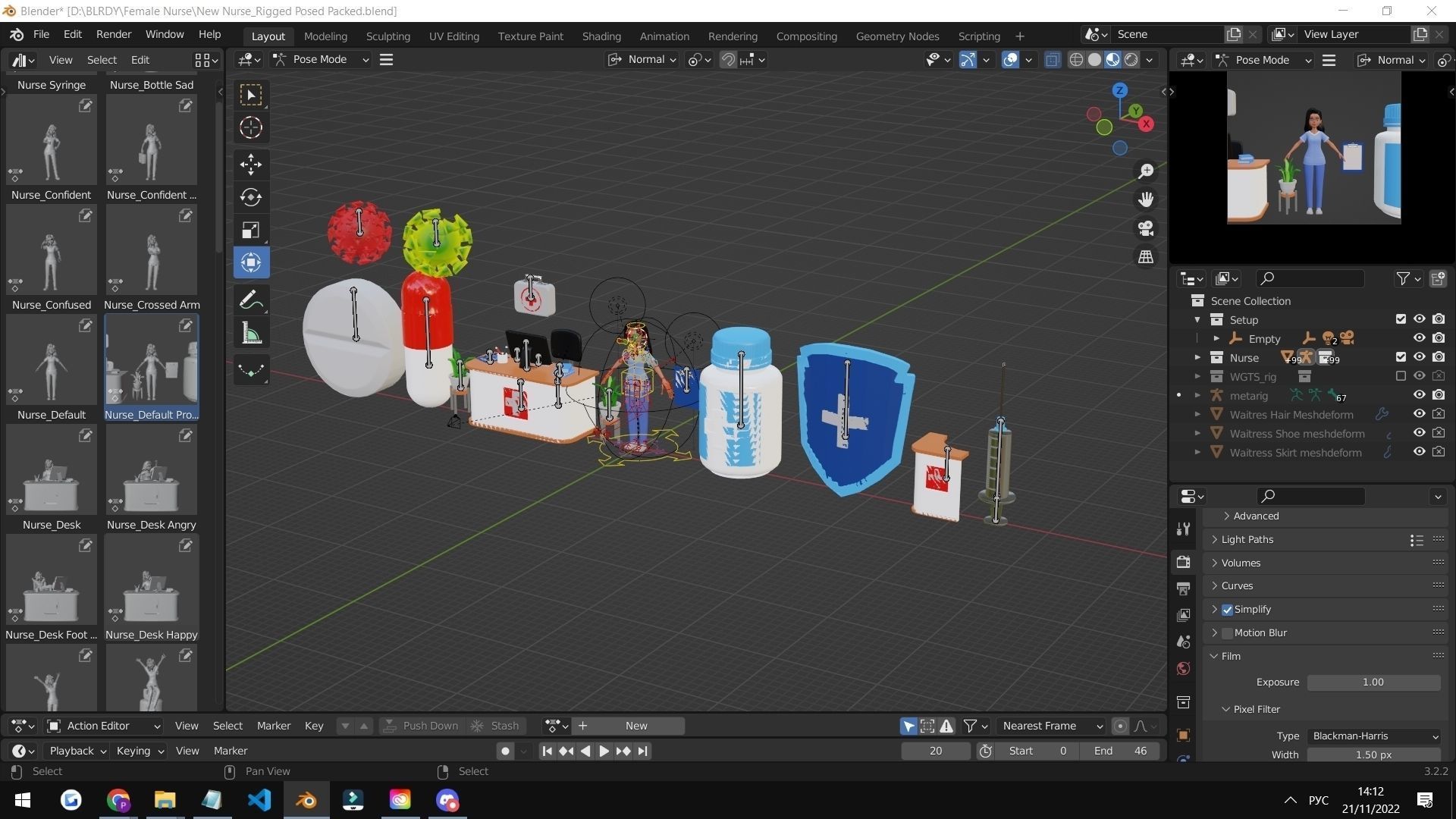 Nurse Cartoon Female Character Low-poly 3D model_14