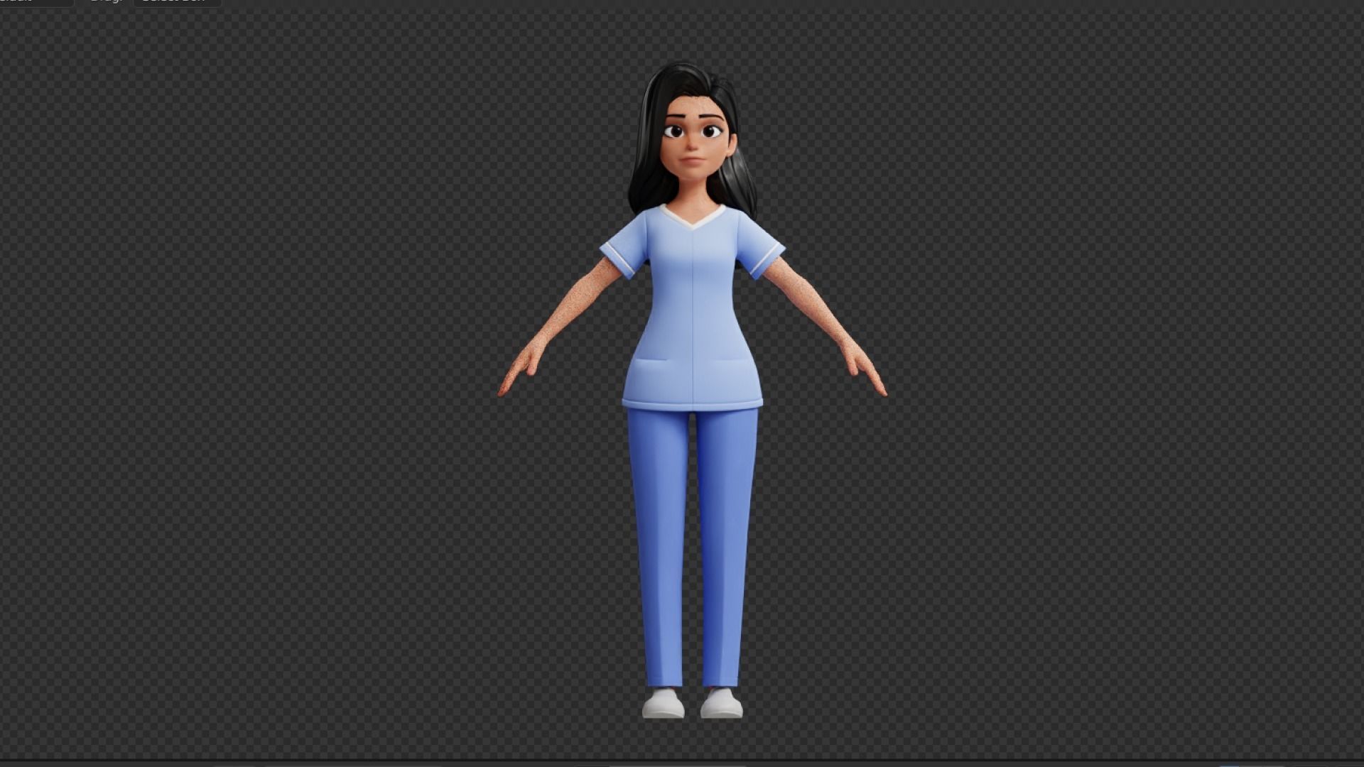 Nurse Cartoon Female Character Low-poly 3D model_25