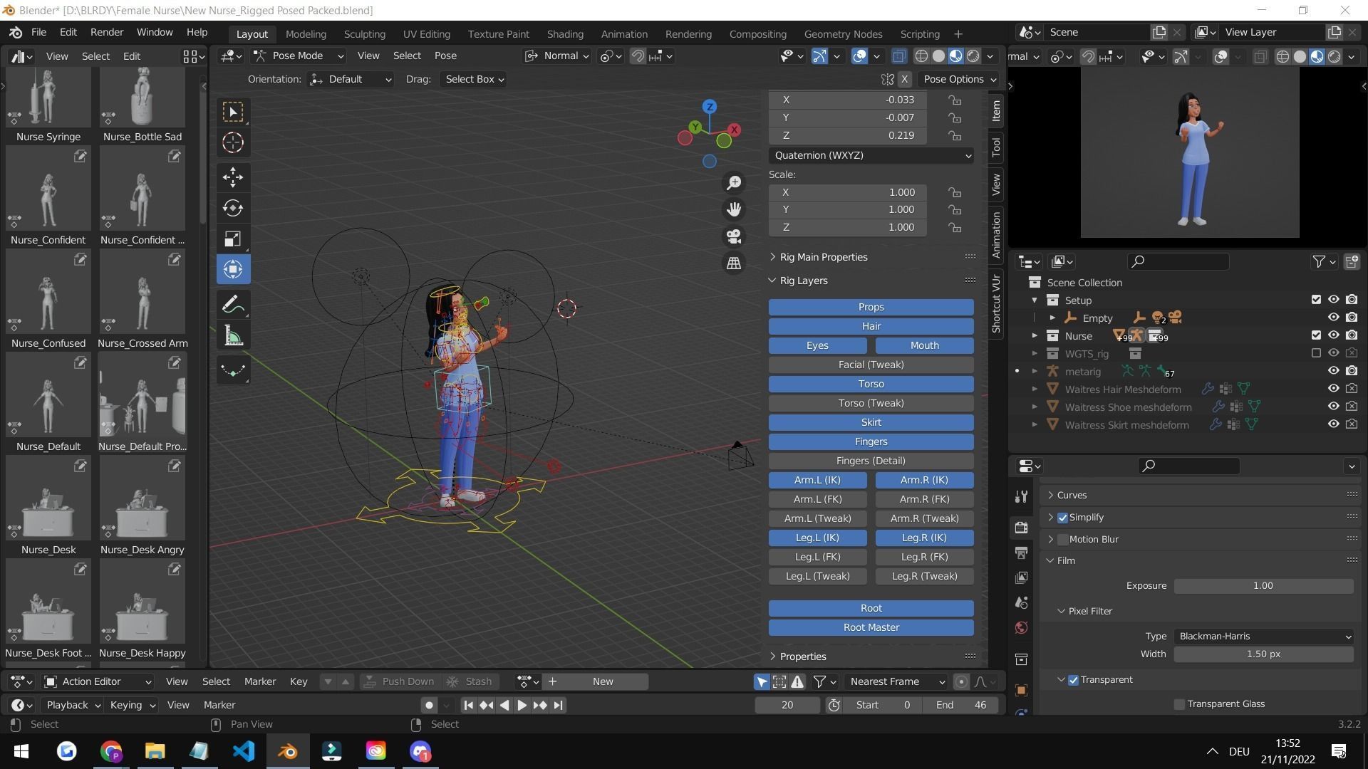 Nurse Cartoon Female Character Low-poly 3D model_7