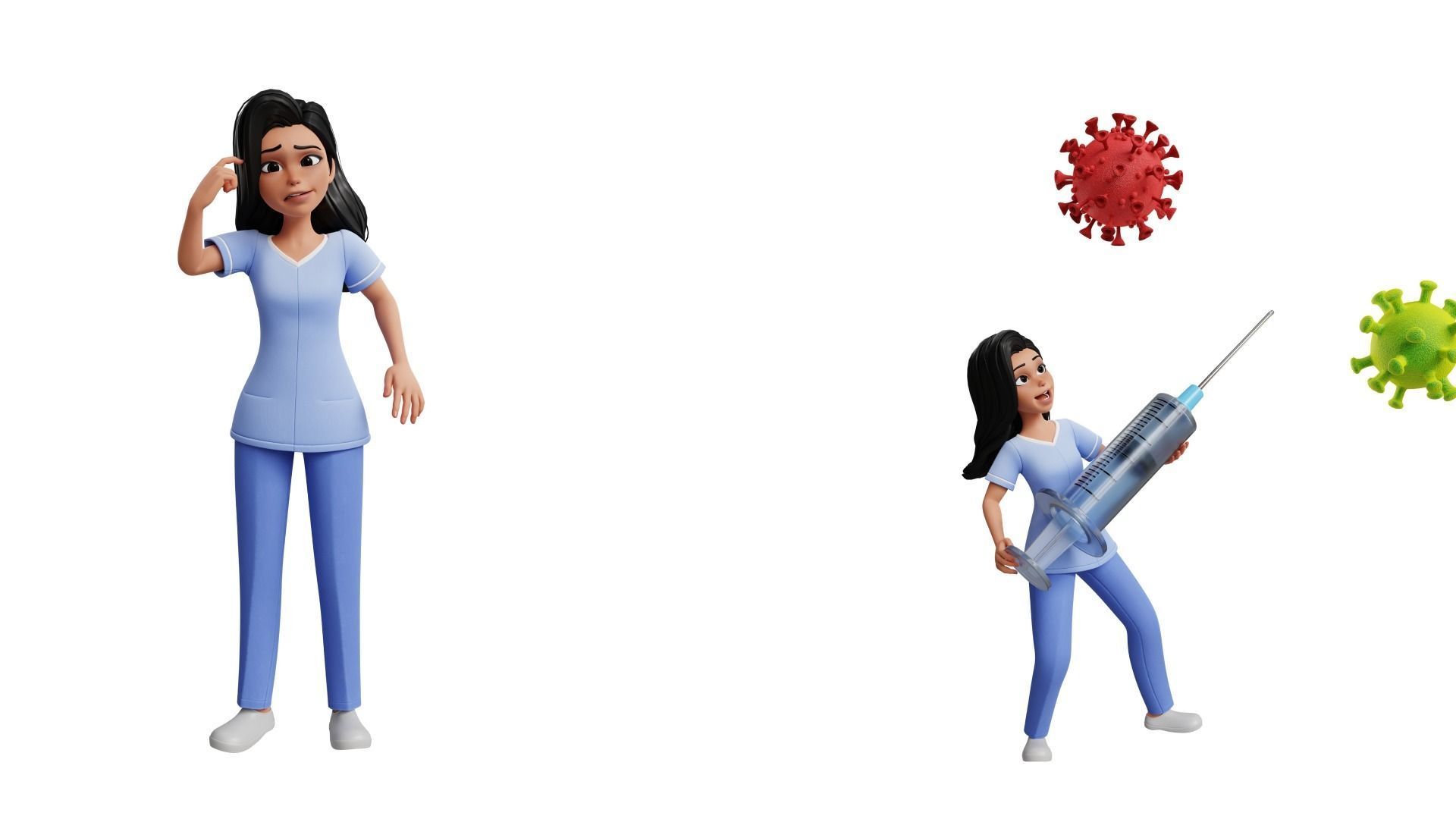 Nurse Cartoon Female Character Low-poly 3D model_5