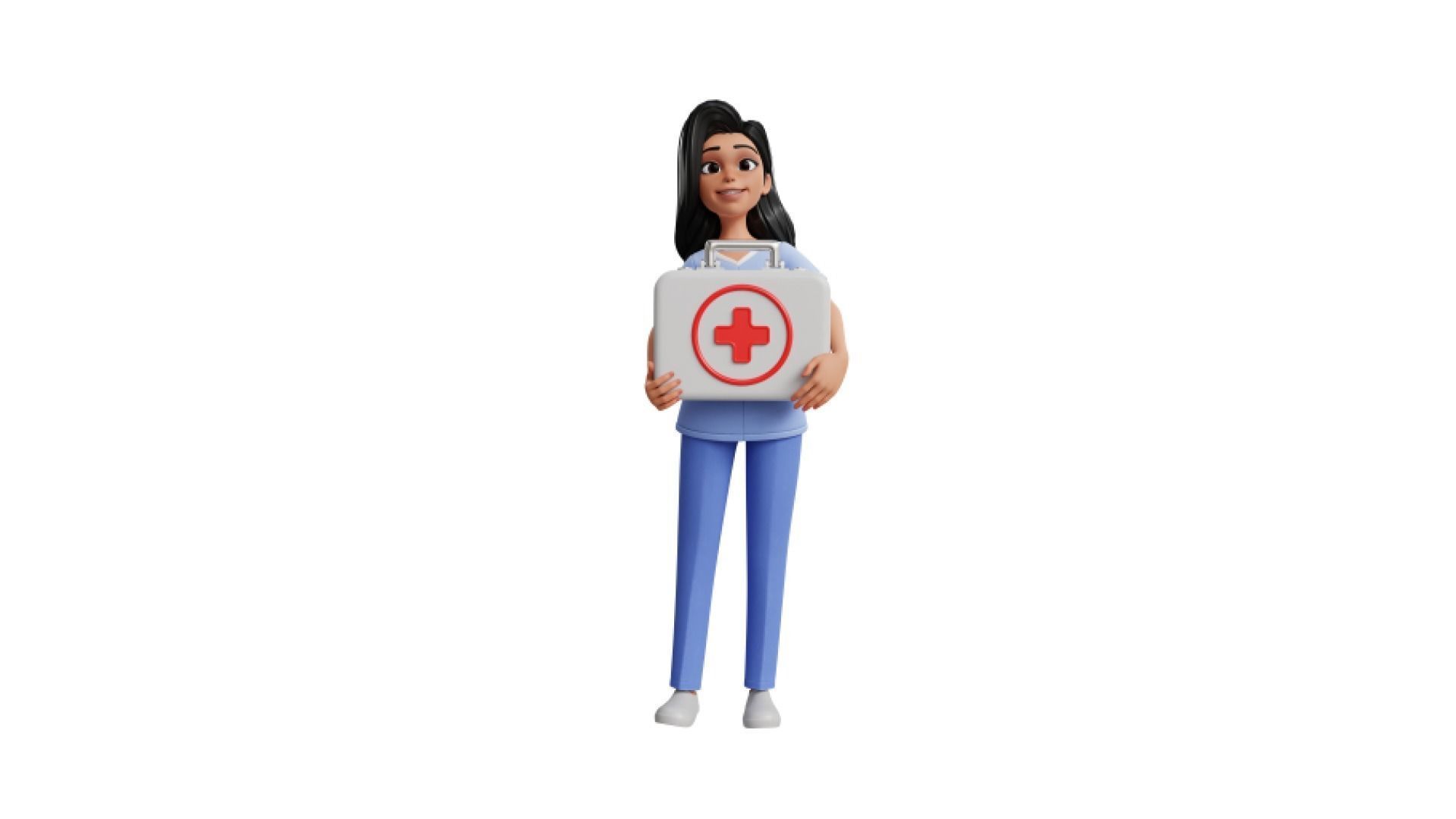 Nurse Cartoon Female Character Low-poly 3D model_21