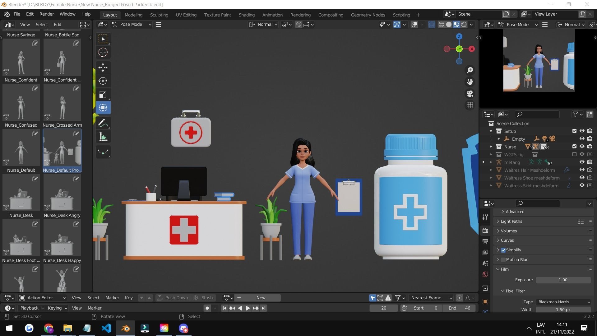 Nurse Cartoon Female Character Low-poly 3D model_18