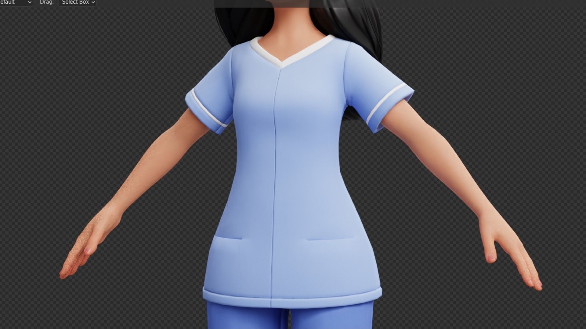 Nurse Cartoon Female Character Low-poly 3D model_24