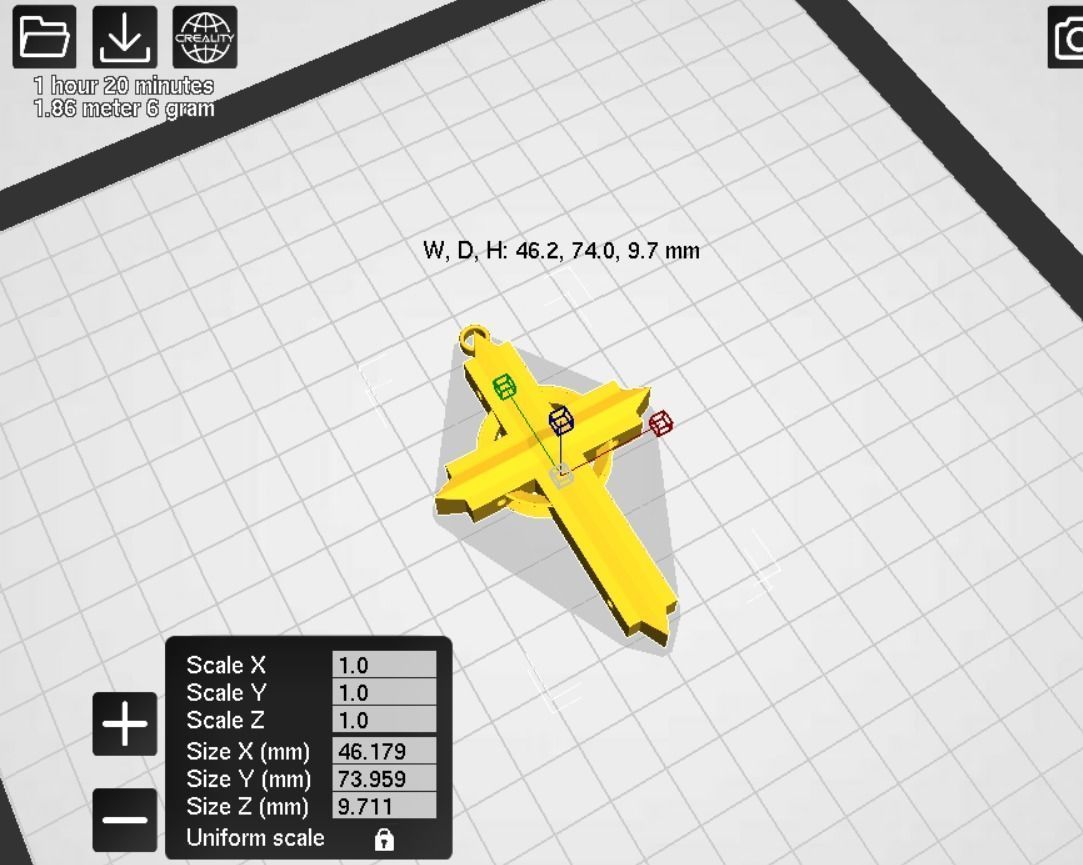 Crucifix pendant 3D print model_4