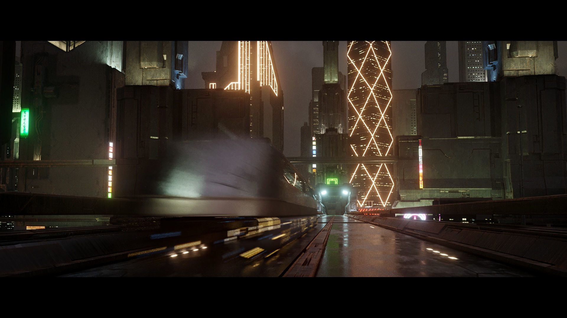 3D Cyberpunk Town City Landscape Scene 3D model_2