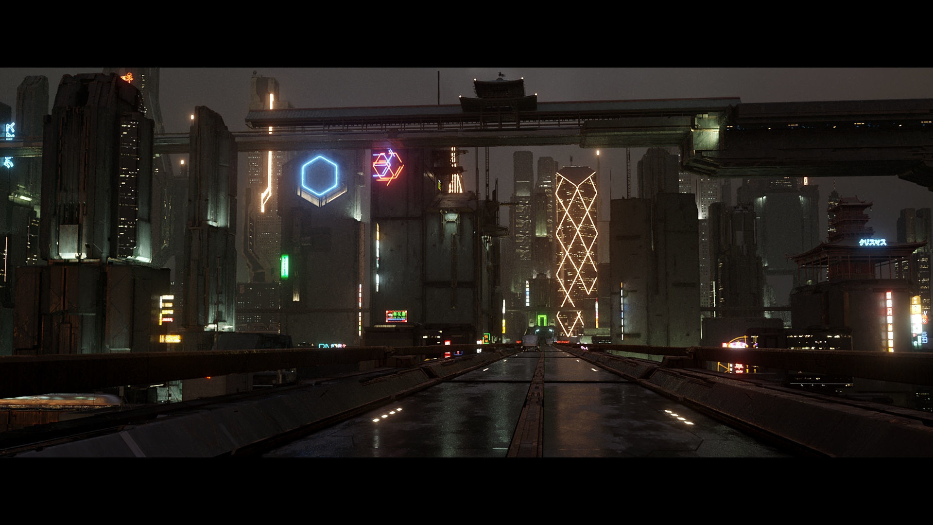 3D Cyberpunk Town City Landscape Scene 3D model_4