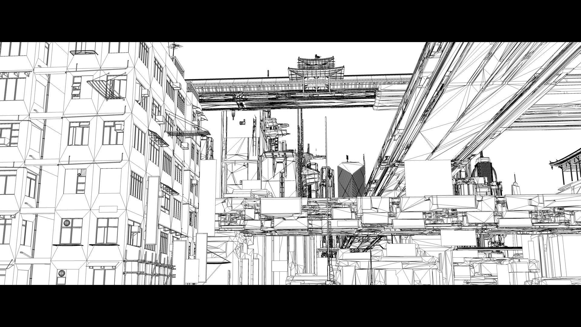 3D Cyberpunk Town City Landscape Scene 3D model_6