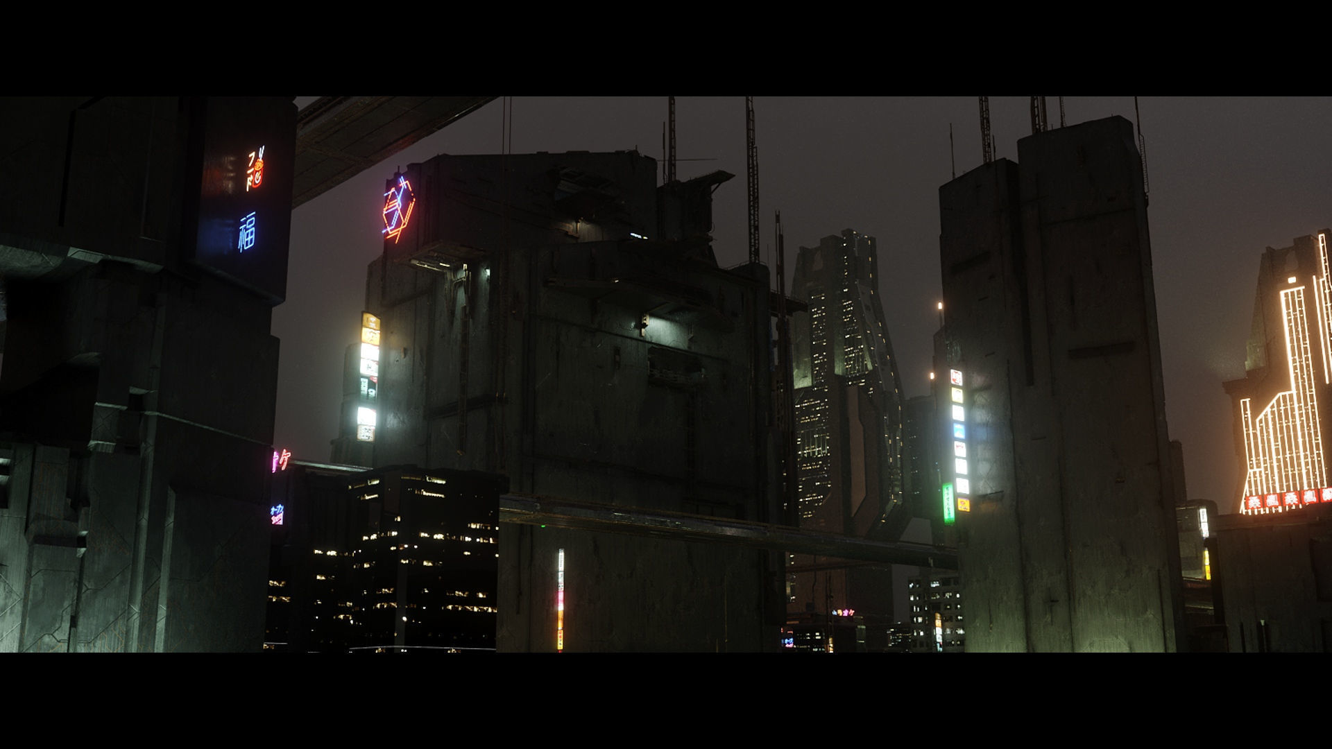 3D Cyberpunk Town City Landscape Scene 3D model_1