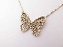 YD108 gold diamond butterfly pendant necklace 3D print model_7