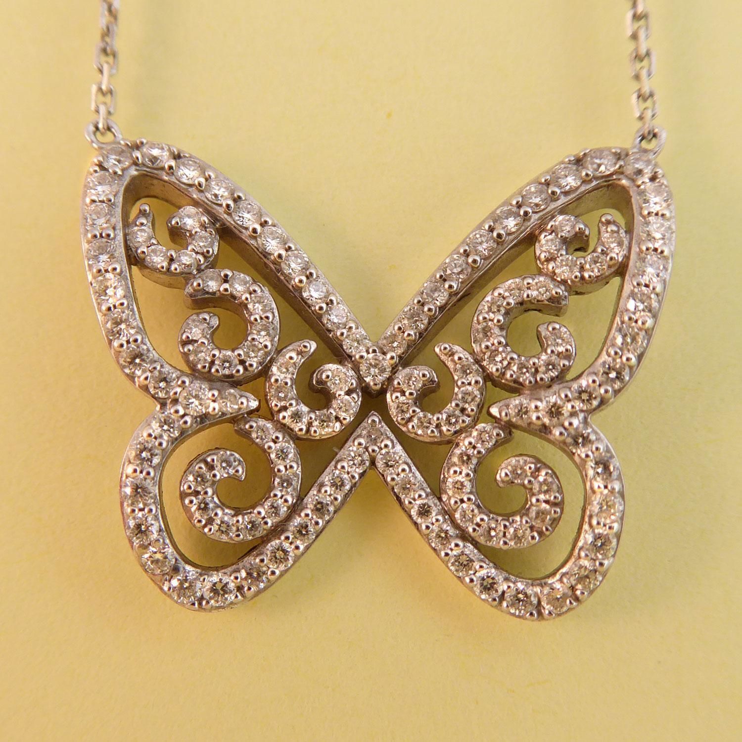 YD108 gold diamond butterfly pendant necklace 3D print model_8
