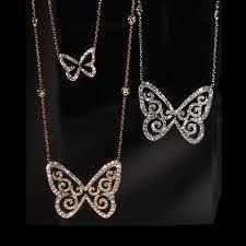 YD108 gold diamond butterfly pendant necklace 3D print model_1
