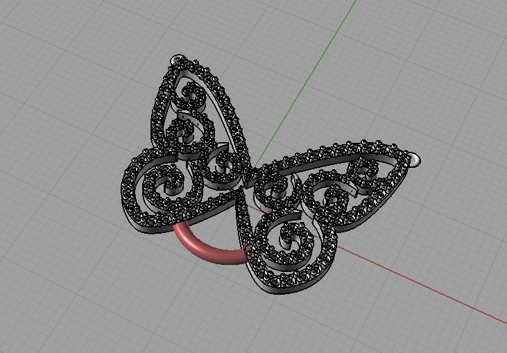 YD108 gold diamond butterfly pendant necklace 3D print model_16