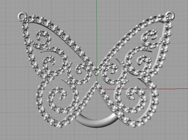 YD108 gold diamond butterfly pendant necklace 3D print model_5