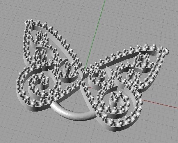 YD108 gold diamond butterfly pendant necklace 3D print model_2