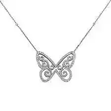 YD108 gold diamond butterfly pendant necklace