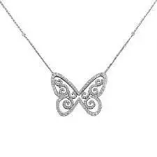 YD108 gold diamond butterfly pendant necklace 3D print model_0