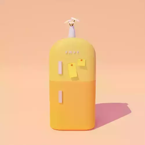 Cartoon Cute Fridge with flower vase - Interior Kitchen Item