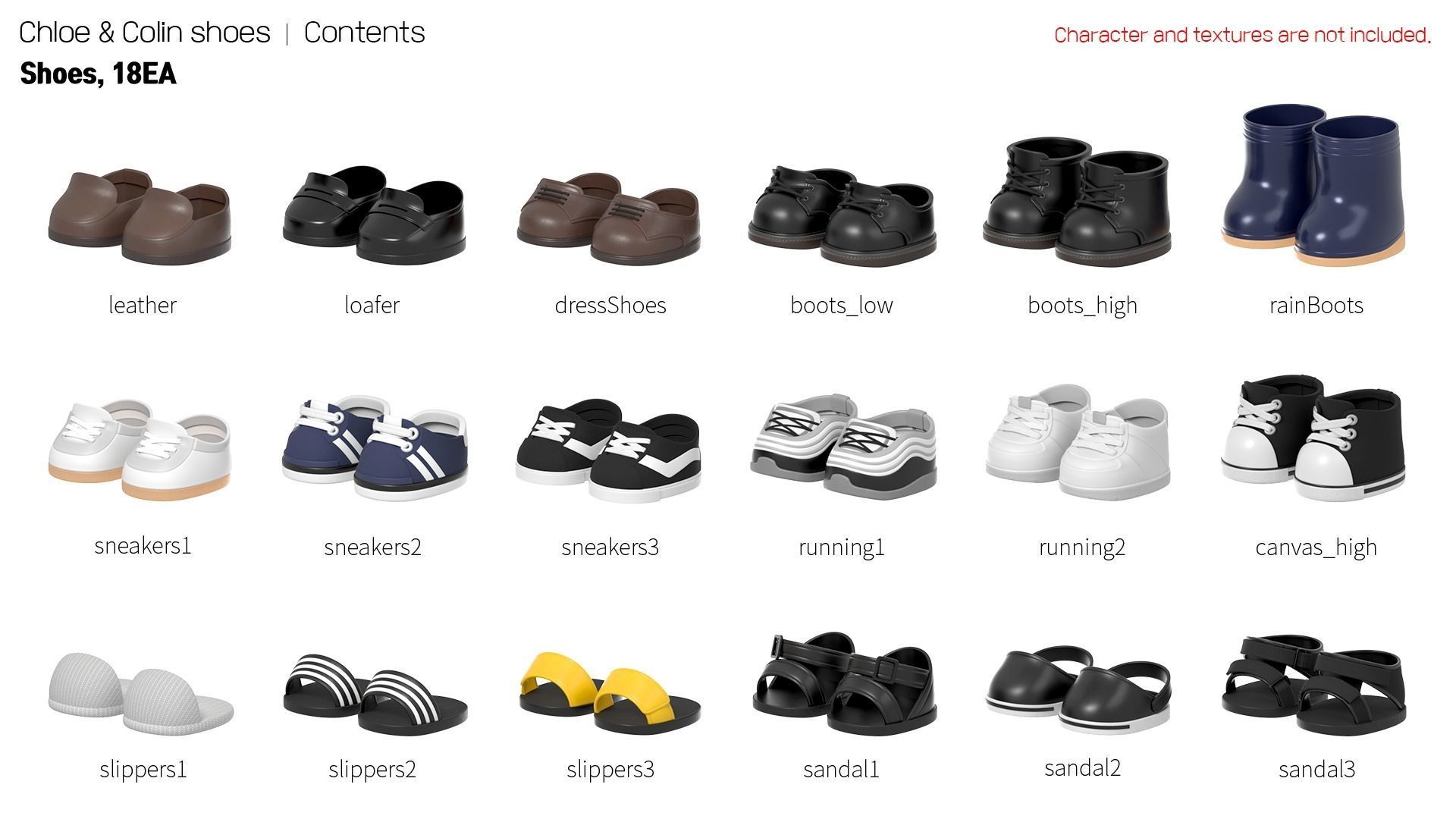 Chloe and Colin shoes Low-poly 3D model_1