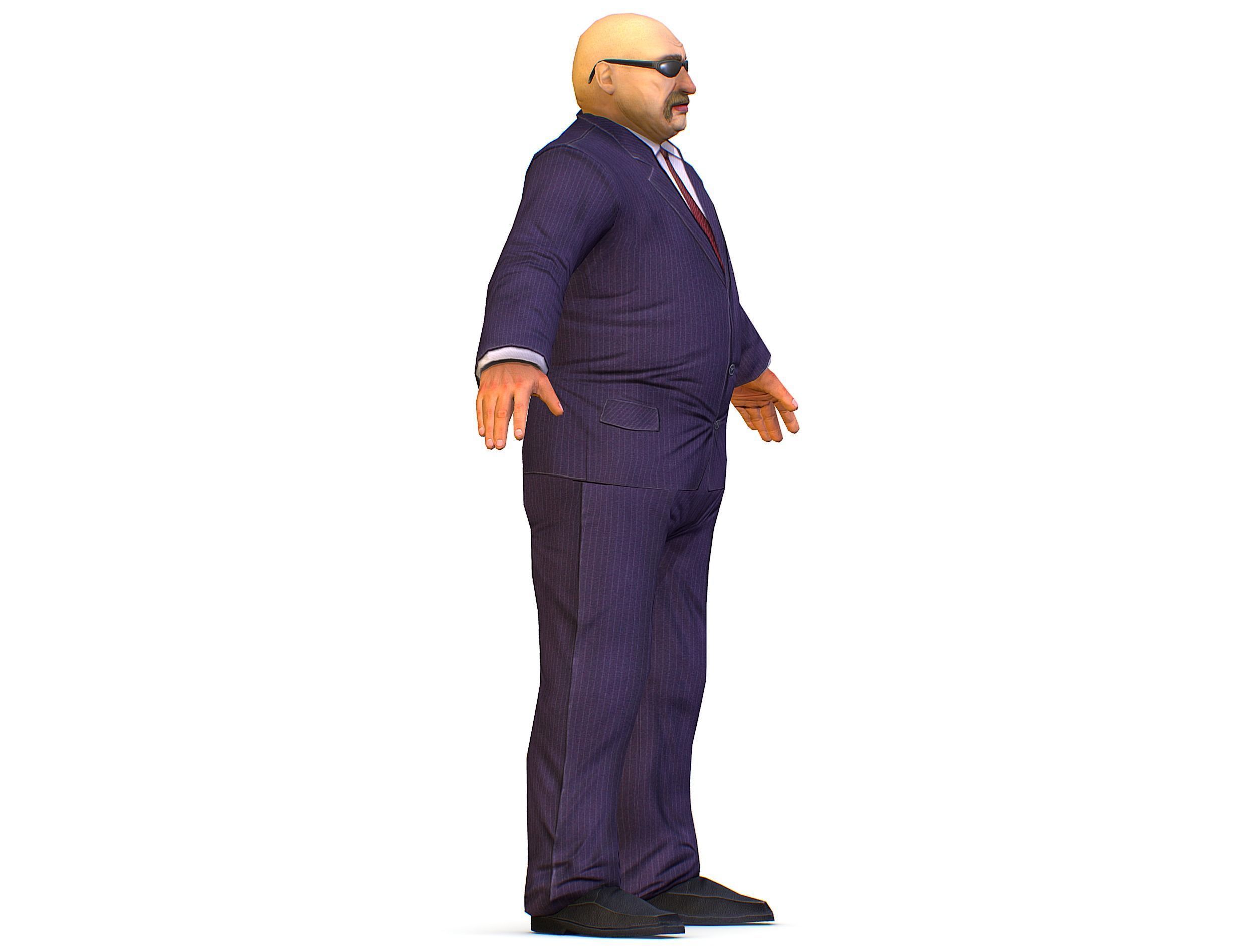 LowPoly Man Body Boss Jacket Suit Low-poly 3D model_3