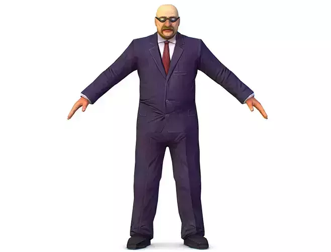 LowPoly Man Body Boss Jacket Suit Low-poly 3D model