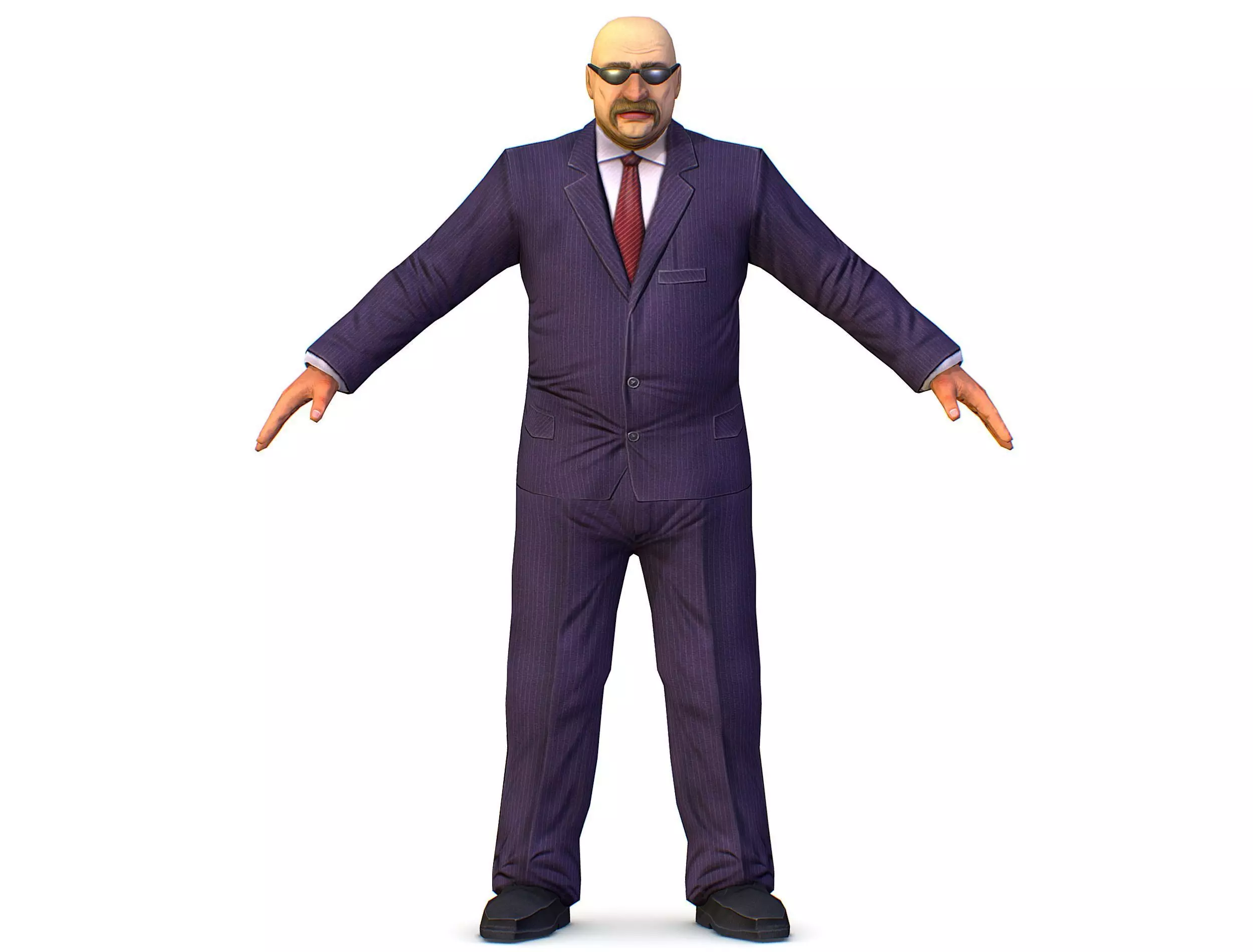 LowPoly Man Body Boss Jacket Suit Low-poly 3D model_0