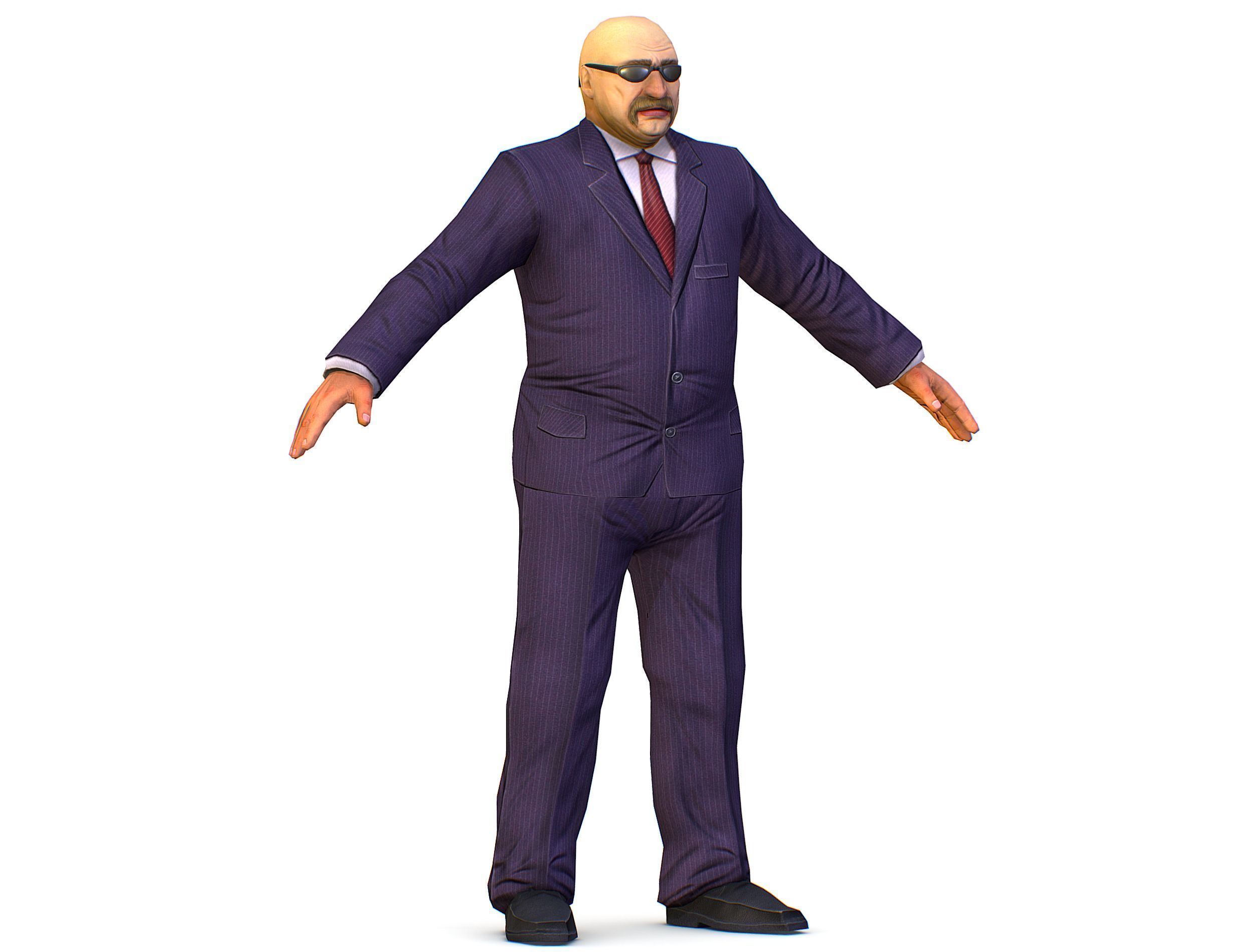 LowPoly Man Body Boss Jacket Suit Low-poly 3D model_1