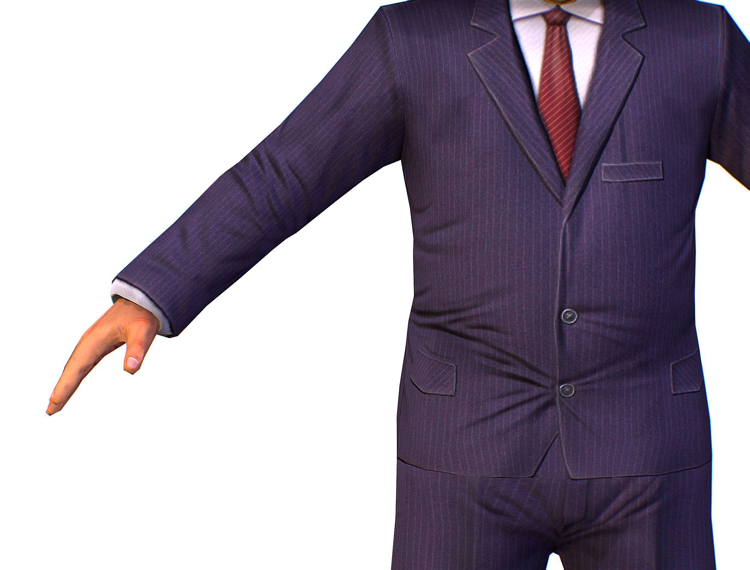 LowPoly Man Body Boss Jacket Suit Low-poly 3D model_18