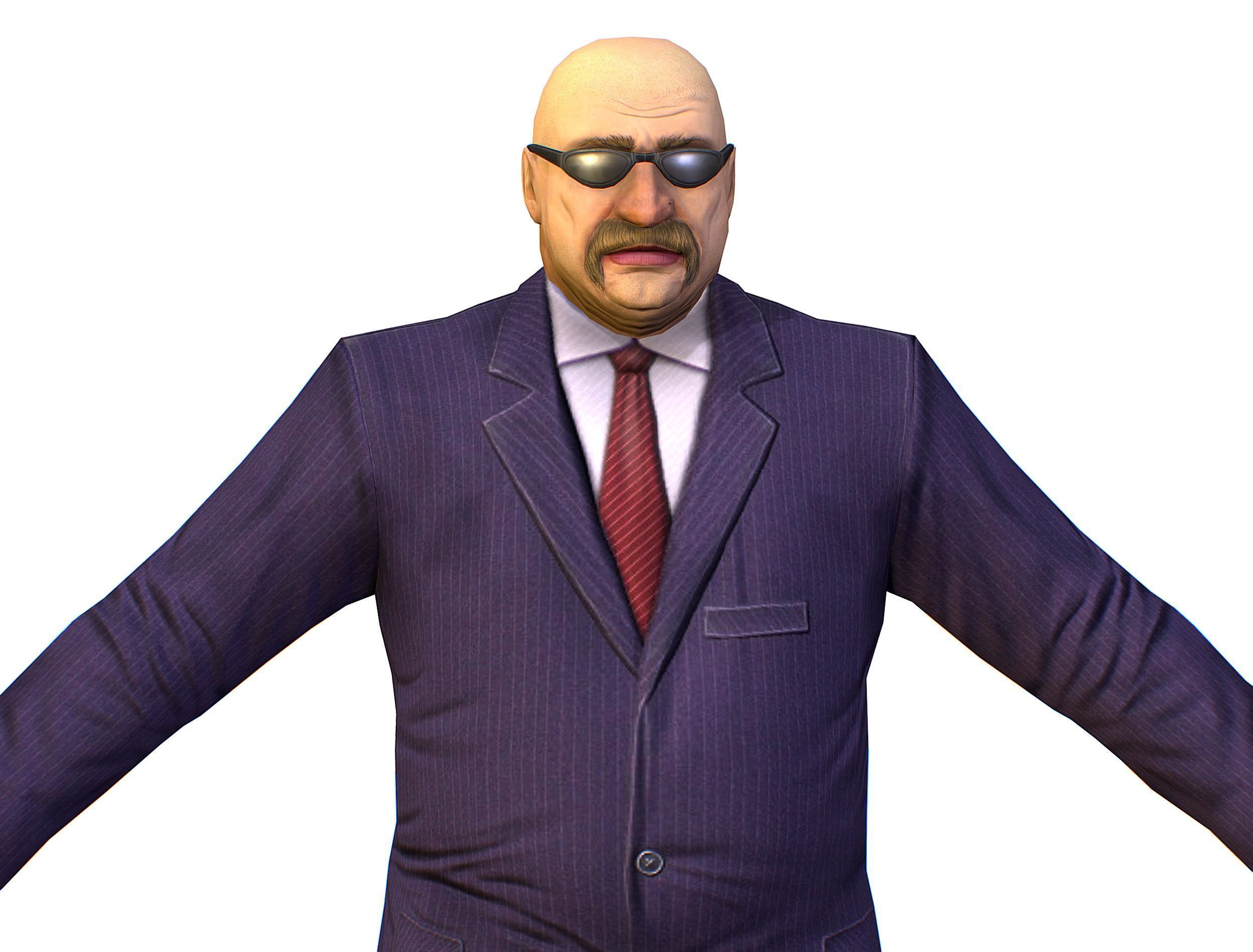 LowPoly Man Body Boss Jacket Suit Low-poly 3D model_17