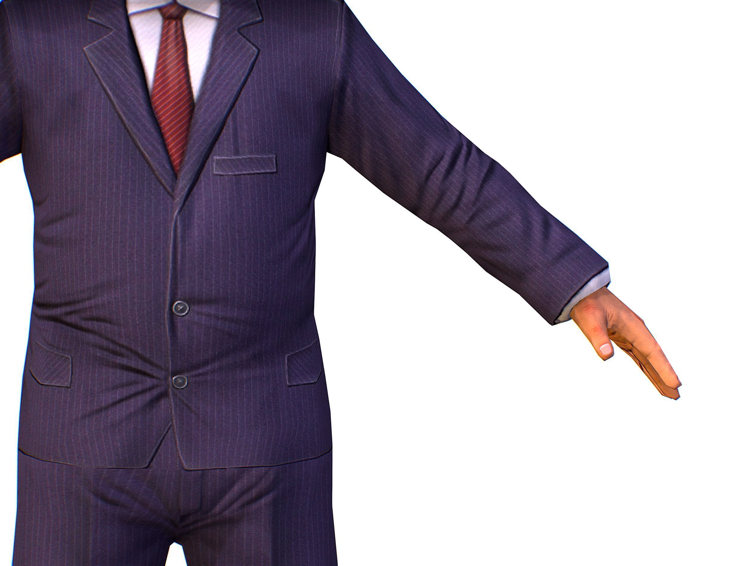 LowPoly Man Body Boss Jacket Suit Low-poly 3D model_19
