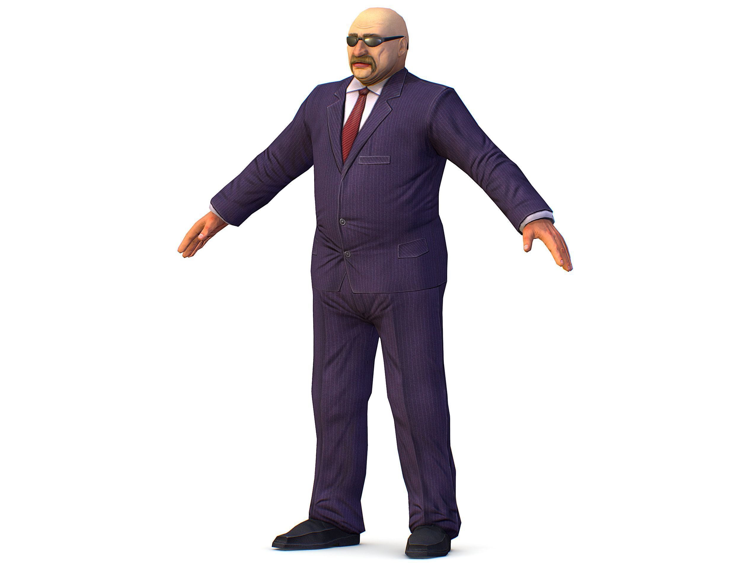 LowPoly Man Body Boss Jacket Suit Low-poly 3D model_11