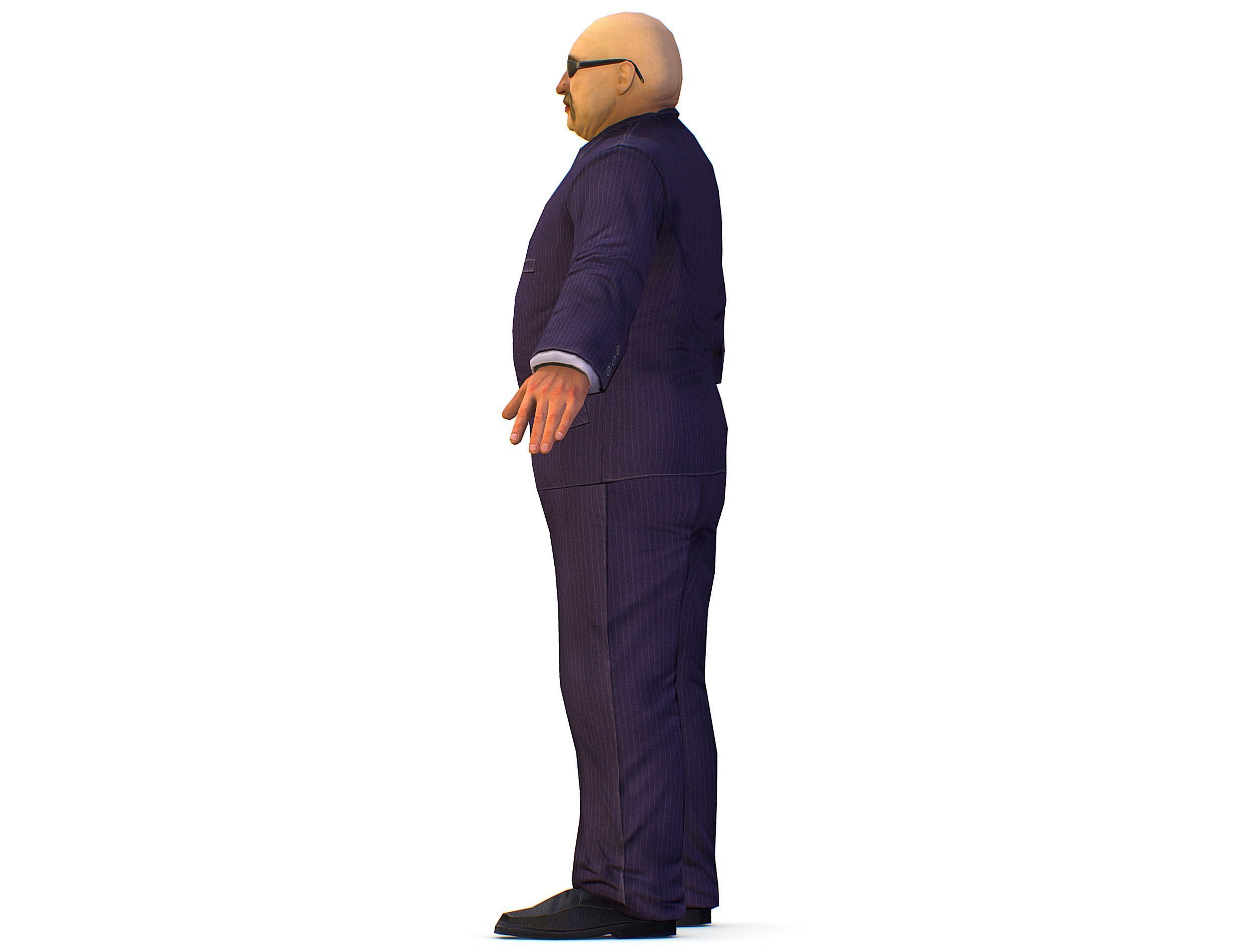 LowPoly Man Body Boss Jacket Suit Low-poly 3D model_9