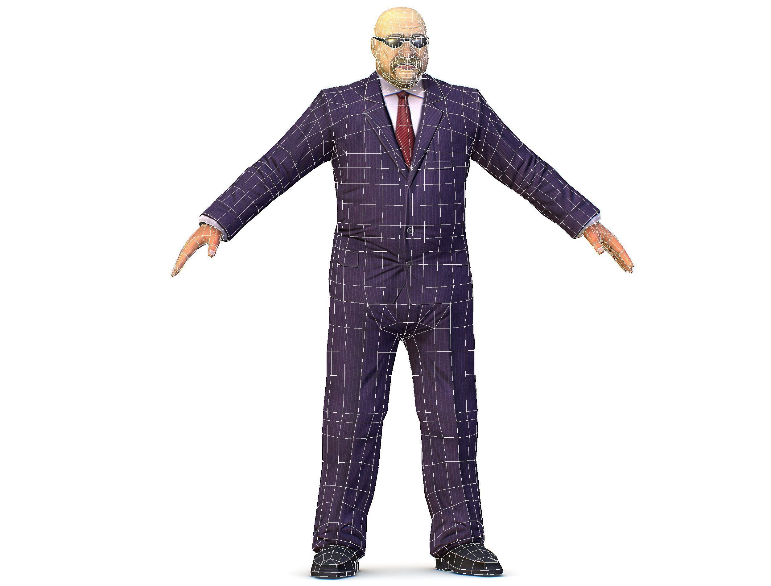 LowPoly Man Body Boss Jacket Suit Low-poly 3D model_22