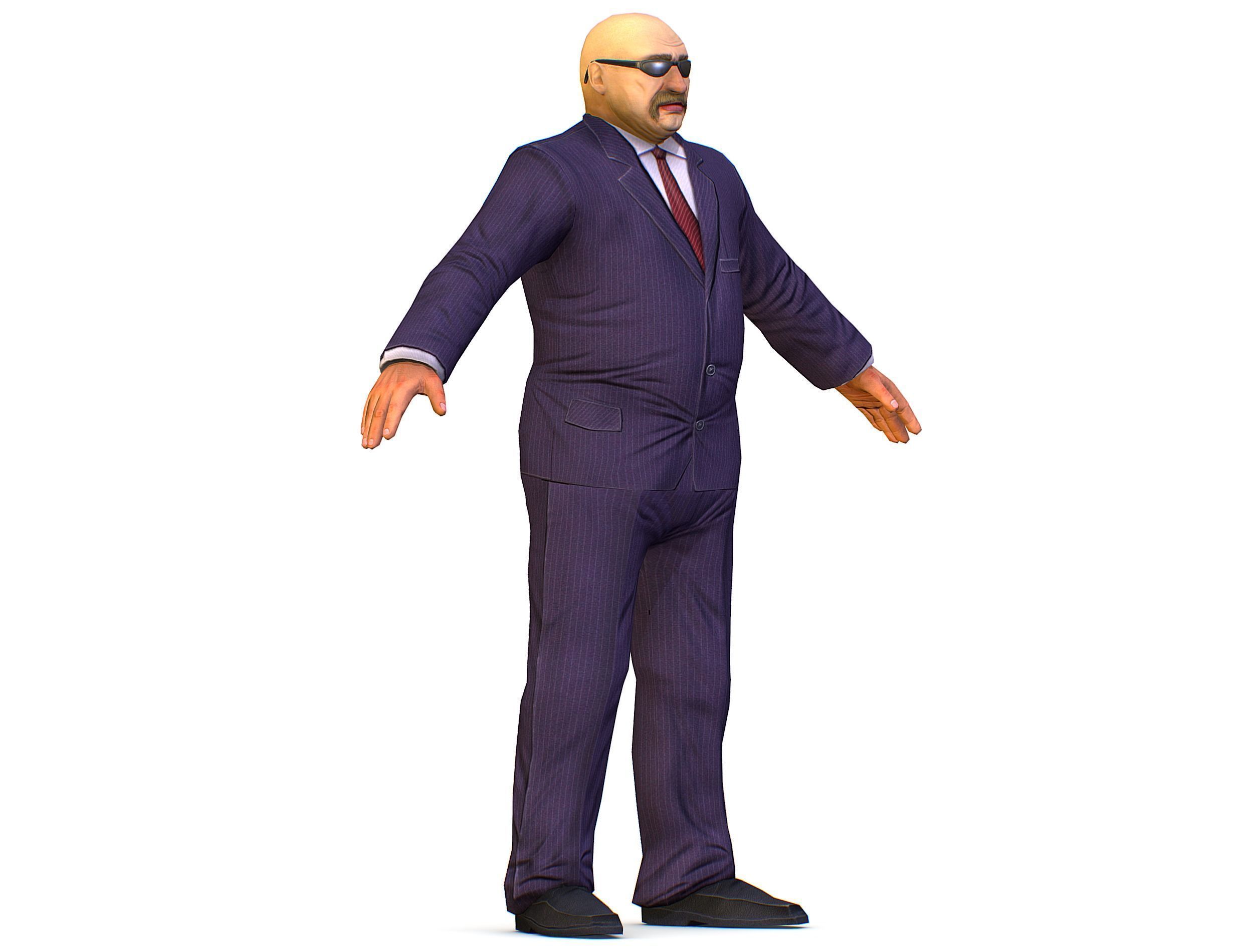 LowPoly Man Body Boss Jacket Suit Low-poly 3D model_2