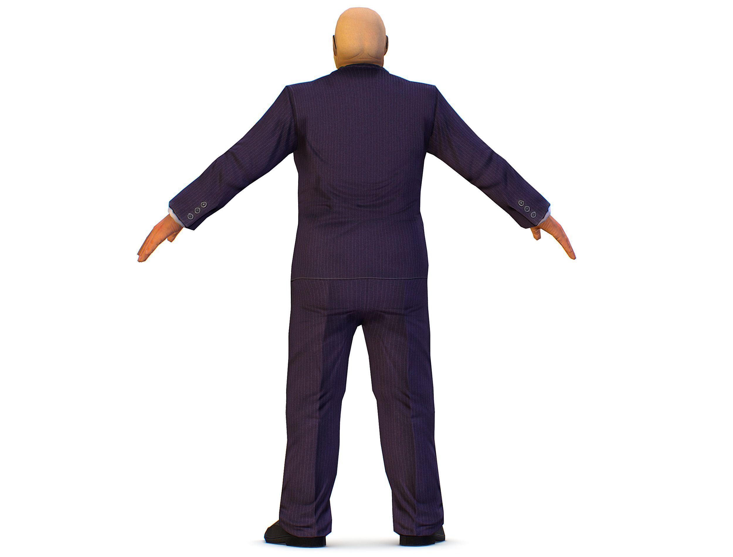 LowPoly Man Body Boss Jacket Suit Low-poly 3D model_7