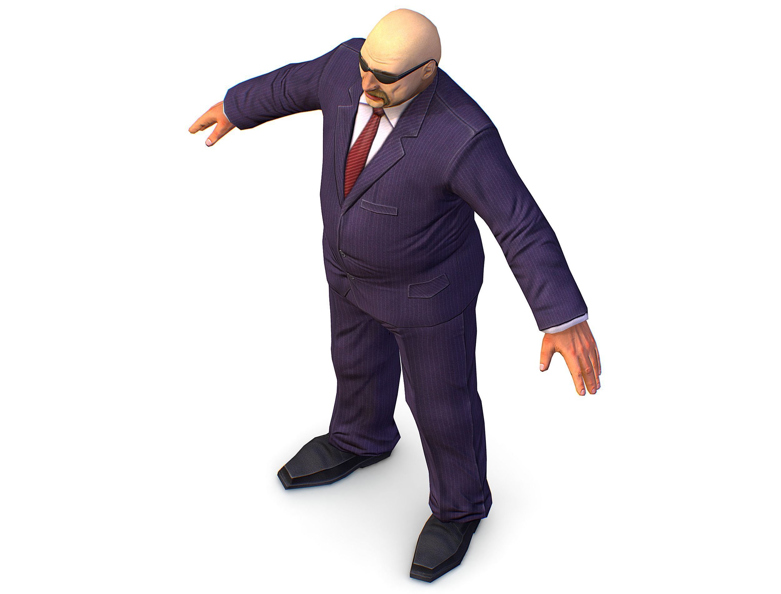 LowPoly Man Body Boss Jacket Suit Low-poly 3D model_16