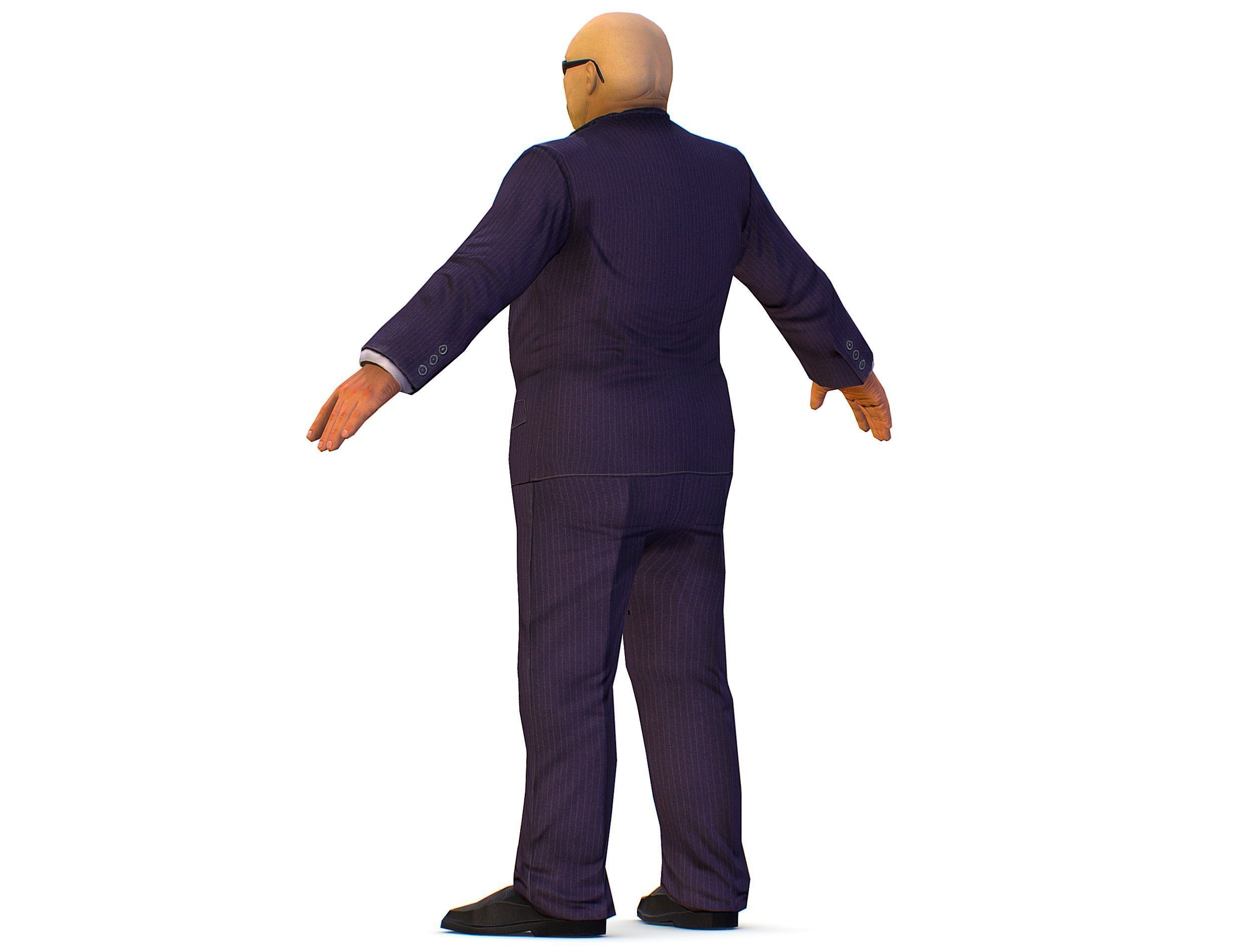 LowPoly Man Body Boss Jacket Suit Low-poly 3D model_8