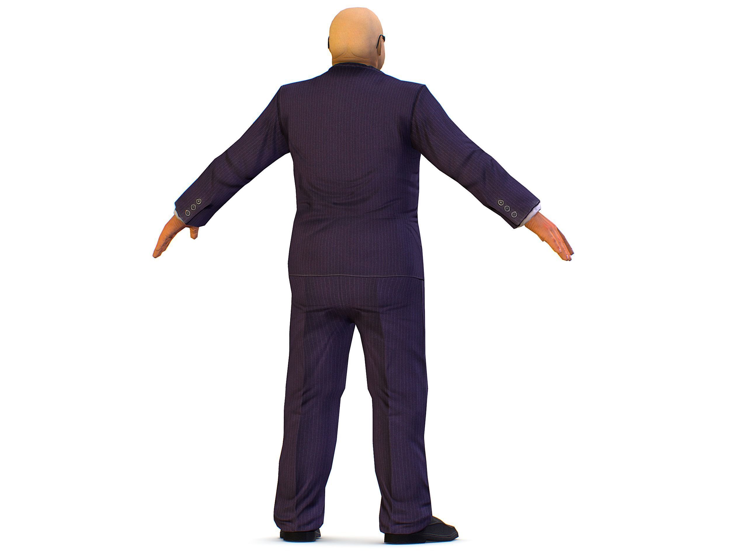 LowPoly Man Body Boss Jacket Suit Low-poly 3D model_6