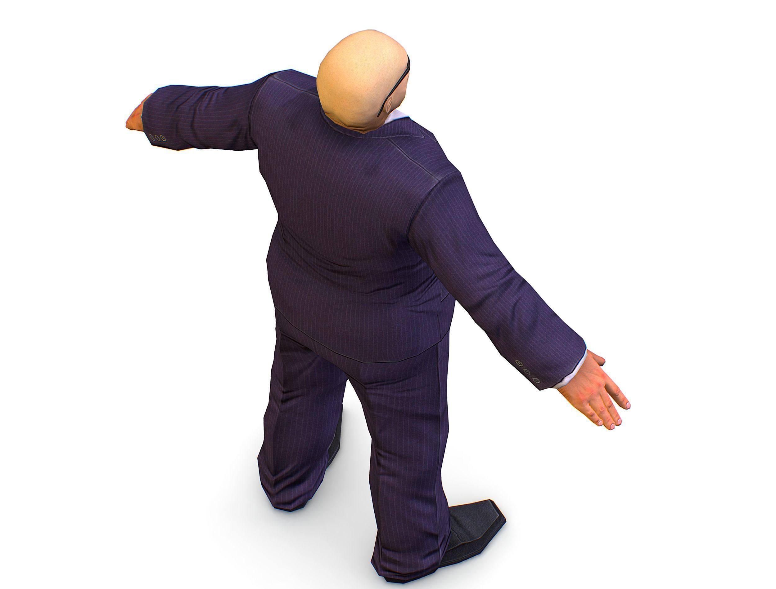 LowPoly Man Body Boss Jacket Suit Low-poly 3D model_14