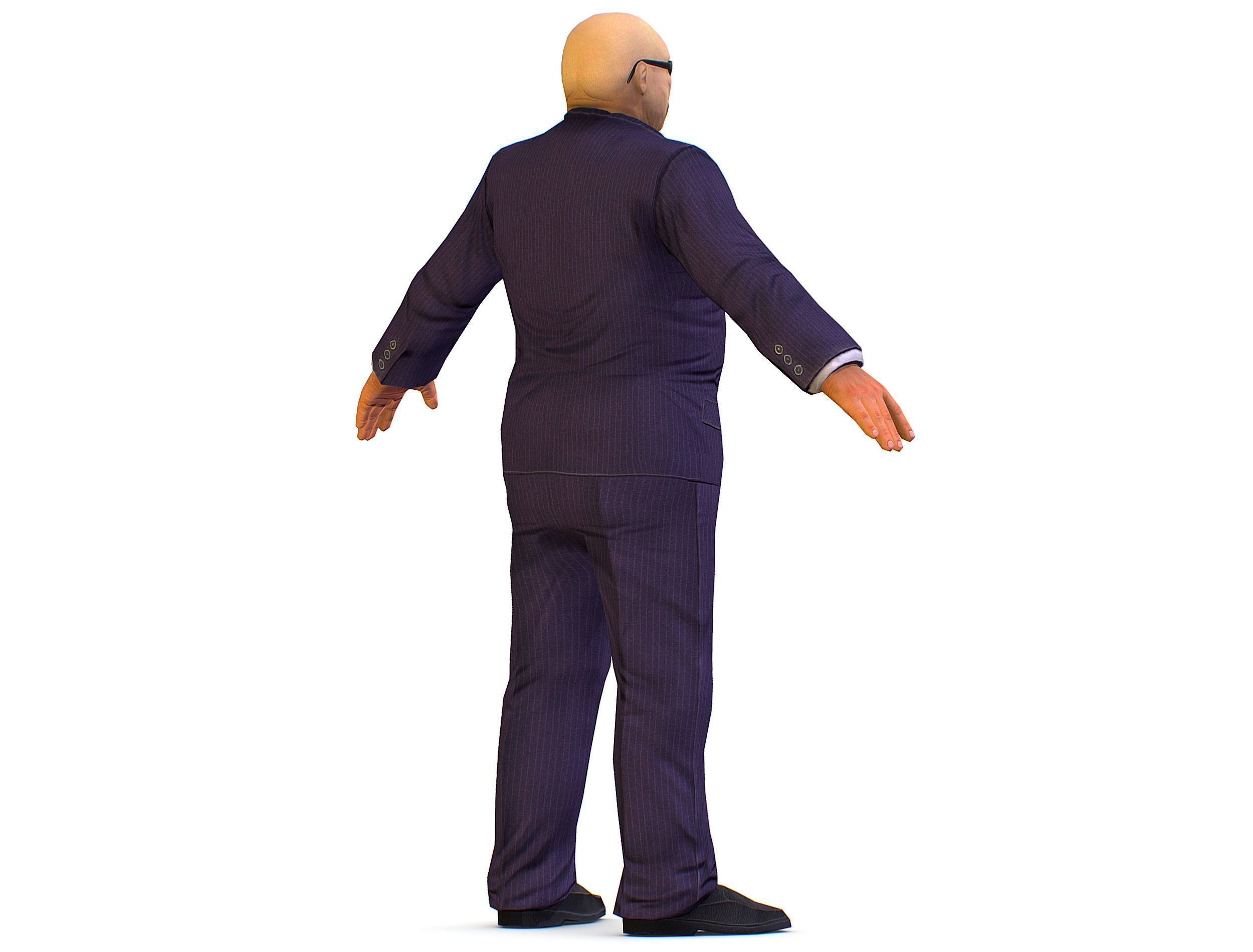 LowPoly Man Body Boss Jacket Suit Low-poly 3D model_5