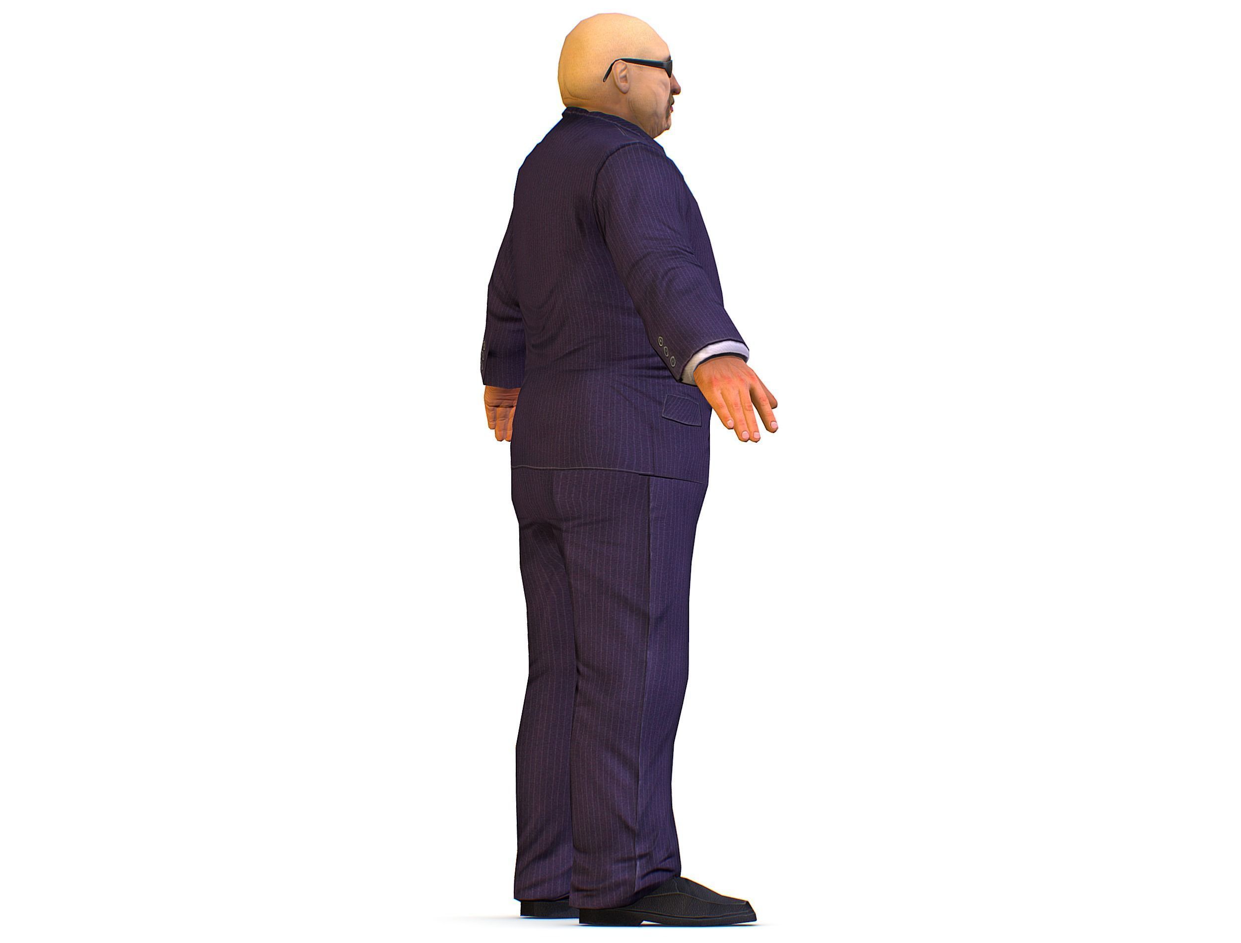 LowPoly Man Body Boss Jacket Suit Low-poly 3D model_4