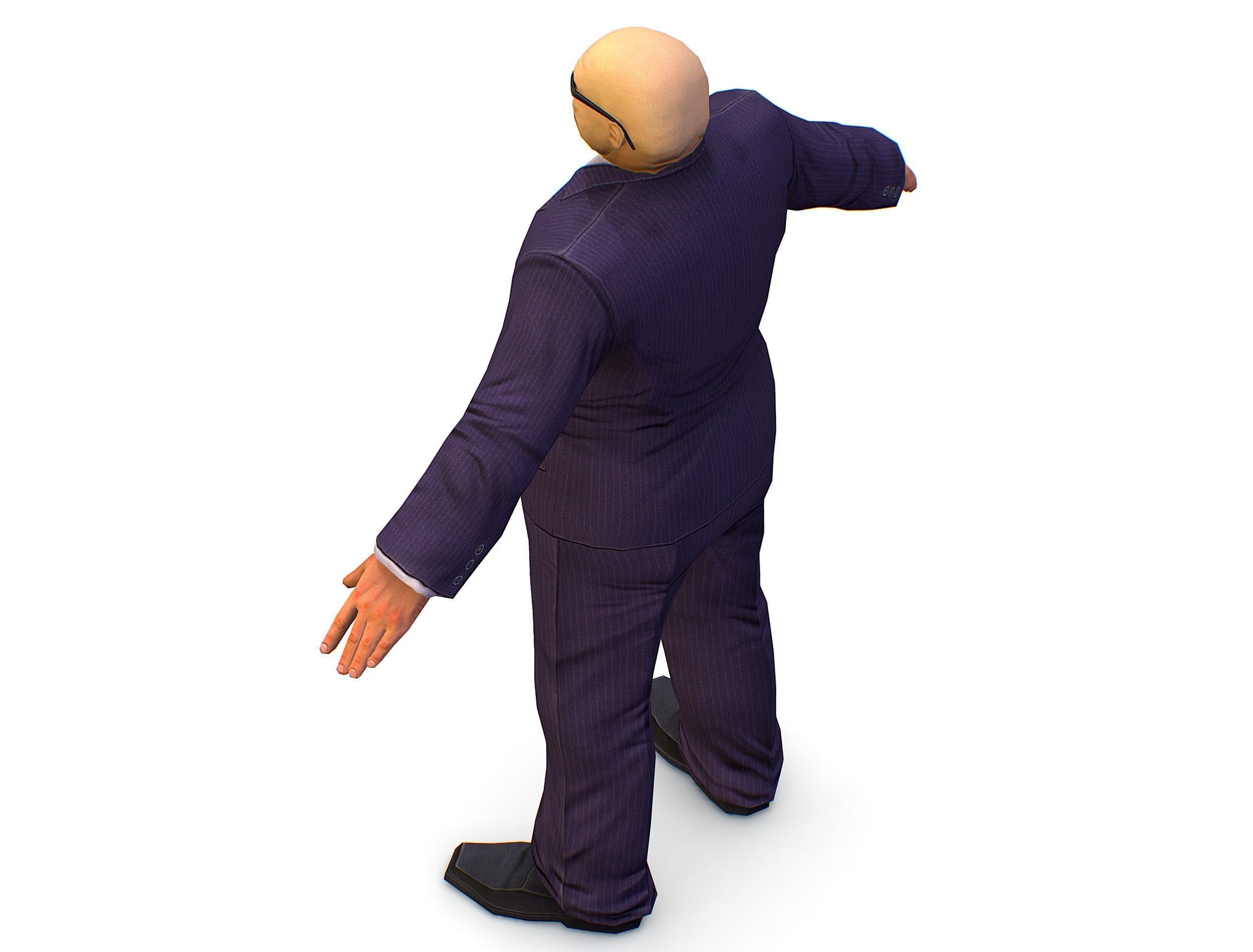 LowPoly Man Body Boss Jacket Suit Low-poly 3D model_15
