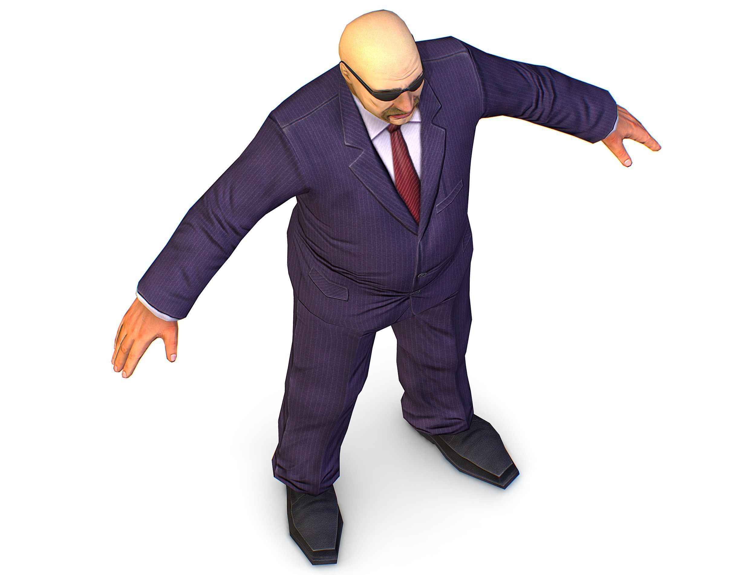 LowPoly Man Body Boss Jacket Suit Low-poly 3D model_13